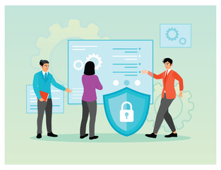 Chief security officer concept. Data center officer, TI technology, computing industry.