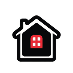 House Icon Black Red Minimalist Home Symbol