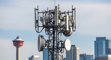 Calgary Cityscape with Cellular Tower.