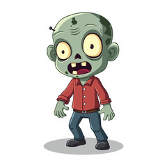 Cute Zombie Cartoon Character with Red Shirt
