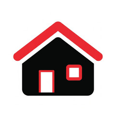 House Icon with Red Roof and Black Body