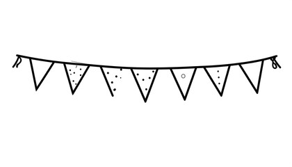 Simple black line drawing of a string of triangular flags