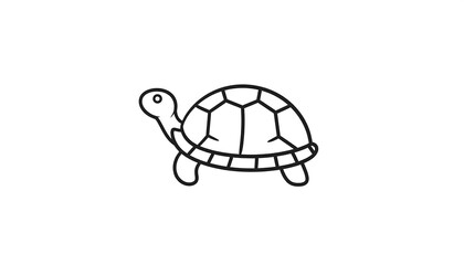 Simple black line drawing of a turtle