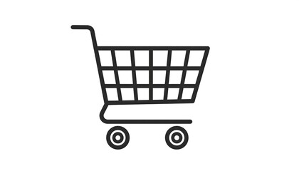 Simple black outline shopping cart graphic