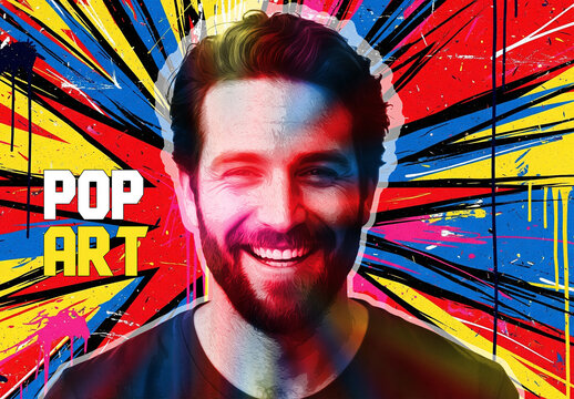 Colorful Pop Art Style Portrait Photo Effect