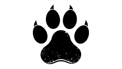 Simple black paw print on white background