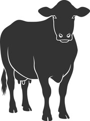 Black vector silhouette of a cow animal