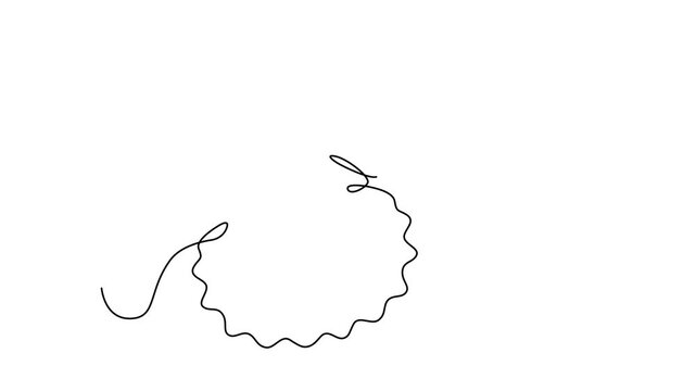 Scallop in a shell with mint leaves, animated self drawing of single continuous line, continuous contour movement, video drawing of line in 4k, seafood, delicacy, one line