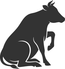Black vector silhouette of a cow animal