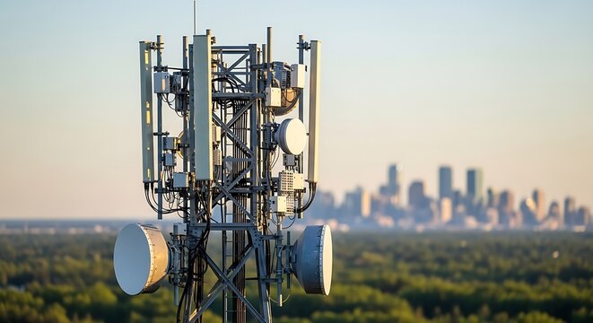 Cityscape with Telecommunication Tower.