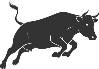 Black vector silhouette of a cow animal
