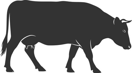 Black vector silhouette of a cow animal