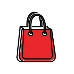 Shopping Bag Icon Vector Illustration Red Isolated White Background