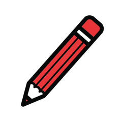 Pencil Icon Red Simple Vector Illustration