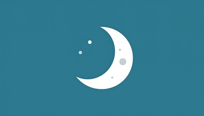 Fototapeta premium Simple crescent moon icon on teal background