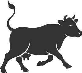Black vector silhouette of a cow animal