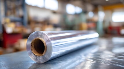 Detailed photo of a high quality film wrap on packaging line