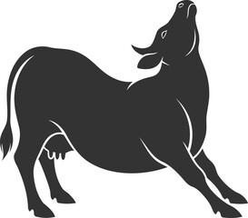 Black vector silhouette of a cow animal
