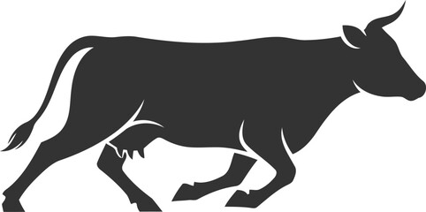 Black vector silhouette of a cow animal