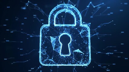 Dynamic digital padlock symbolizing secure data protection and cybersecurity in abstract network connections - Powered by Adobe