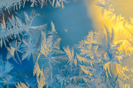 crystalline frost pattern on a window 