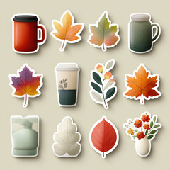 set of vector icons of autumn