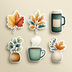 set of vector icons of autumn