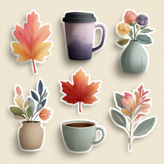 set of vector icons of autumn