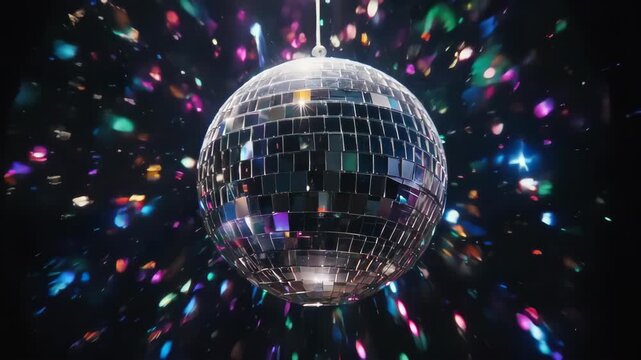 Spinning Disco Ball Light Reflections Loop. Perfect for New Year's Eve, clubs, music events, and celebrations.