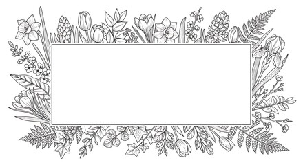 Elegant Spring Floral Frame Border Design.