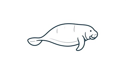 Fototapeta premium Simple line drawing of a manatee