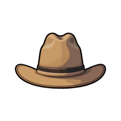 Flat colored Cowboy hat illustration on plain background 