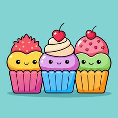 cupcakes with cream and cherry