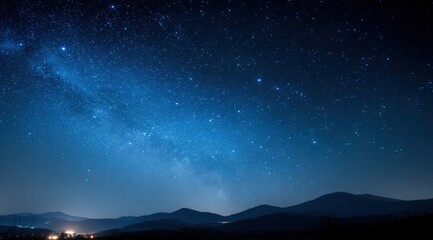 Spectacular Milky Way Galaxy Shines Over Mountain Range at Night, Illuminating Vast Expanse