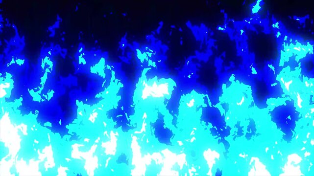 アニメ調の燃え盛る青い炎