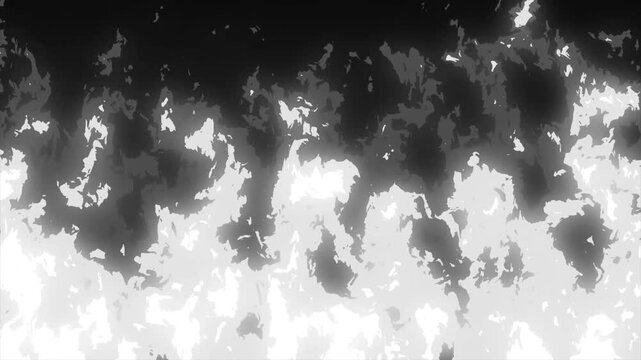アニメ調の燃え盛るモノクロの炎