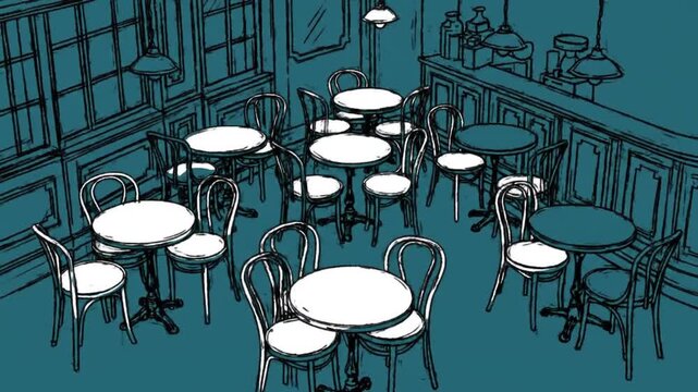 Cafe interior drawing