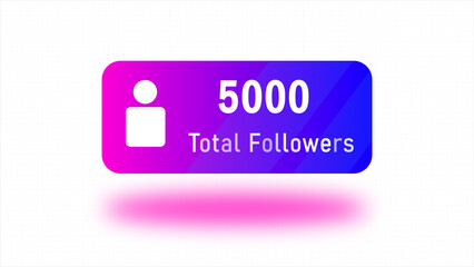 Social Media Follower Growth Animation From 5000 With White Background, Total Follower 5k Count on Total Follower Illustration