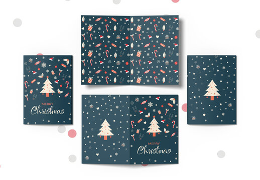 Minimalist Christmas Tree Greeting Card with Festive Pattern Design