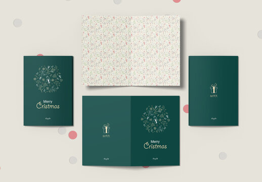 Elegant Christmas Greeting Card with Patterns Layout