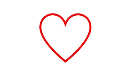 Simple red outline heart on white background