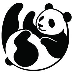 Playful Panda Silhouette � Cute Wildlife and Conservation Symbol Vector
