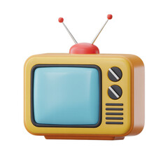 tv set 3d icon in cartoon plastic style minimal isolated on transparent white background, clipping path