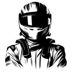 Rough sketch silhouette of a car racer portrait © Breck