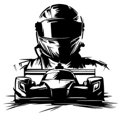 Rough sketch silhouette of a car racer portrait © Breck