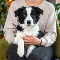 Fototapeta premium Adorable Border Collie Puppy on Lap.