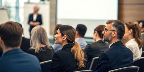 Obraz premium Advanced audience engagement strategies in professional presentations using visual composition aesthetics branding and innovative technology to optimize effectiveness