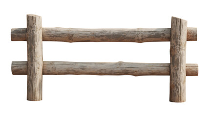 Rustic wooden fence section natural material outdoor barrier rural barrier isolated on transparent background
