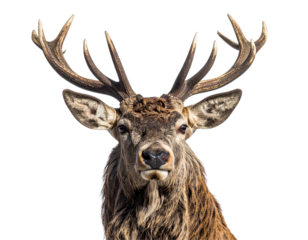 Majestic Deer Close-Up with Impressive Antlers – PNG Isolated