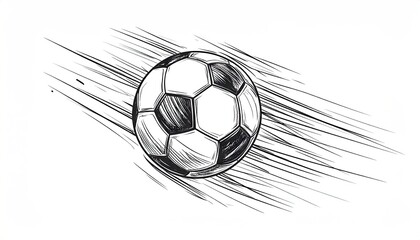 Soccer Ball in Motion, Fast, Dynamic, Sketch Style.